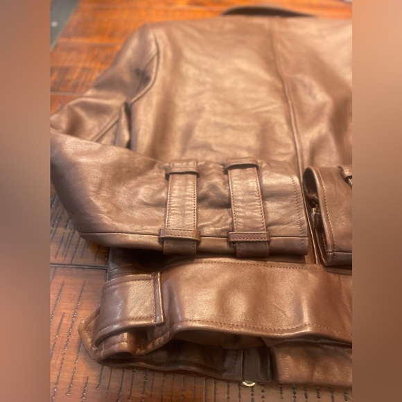 NWT - L’AGENCE Billie Belted Leather Jacket - Size Small - Brown Lambskin - Picture 14 of 16